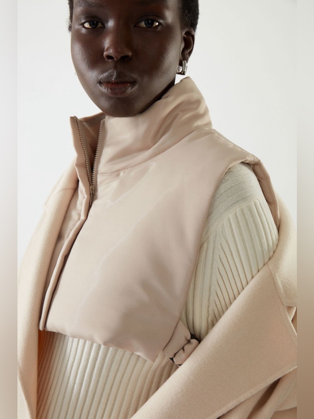 COS Padded Bib Hybrid With Ties Vest In Beige One Size